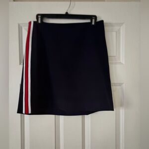 Navy Side-Stripe A-Line Skirt - Women's